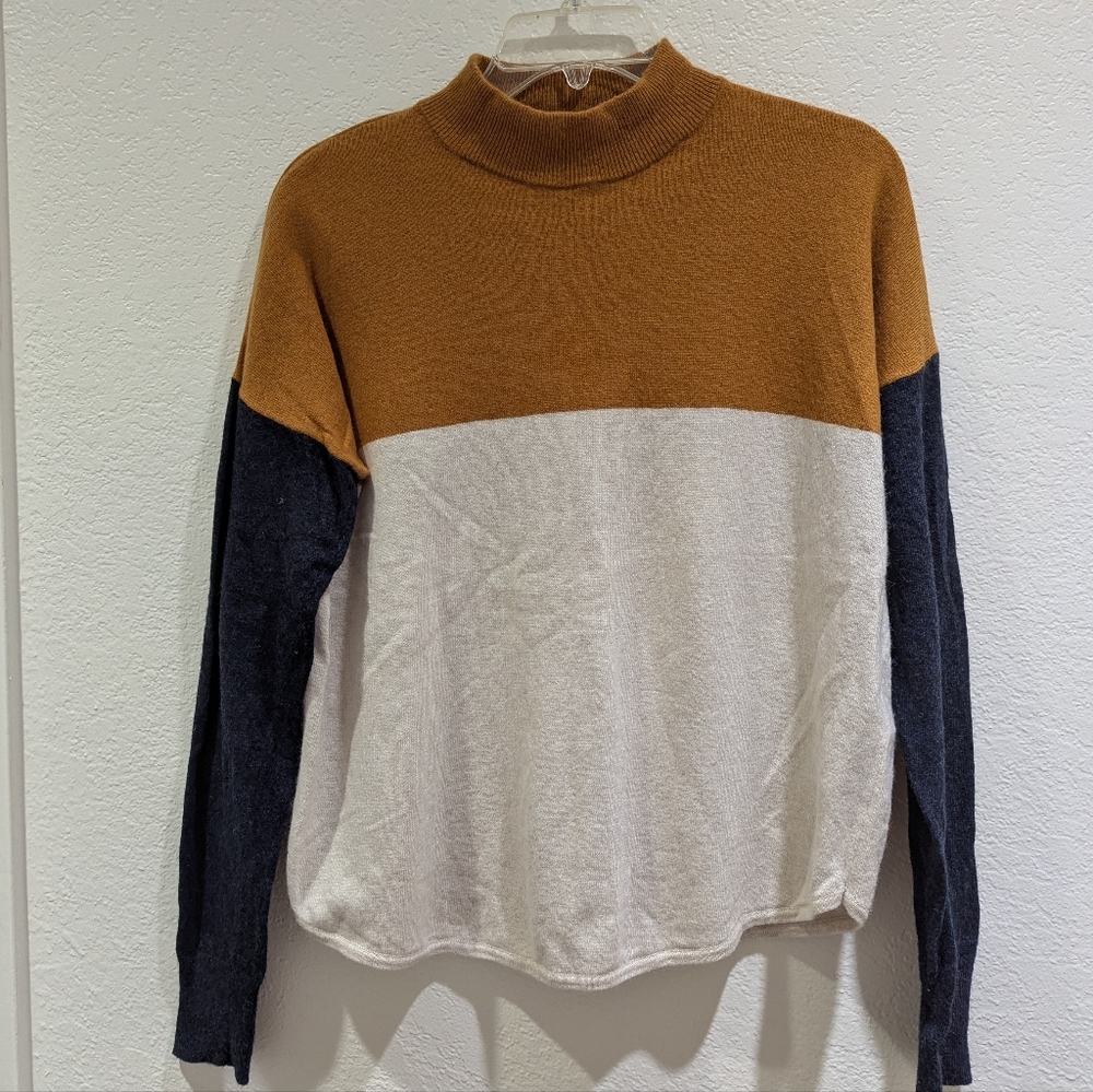 Madewell Colorblock Ashbury Mockneck Sweater Merino Wool Alpaca Blend Size M